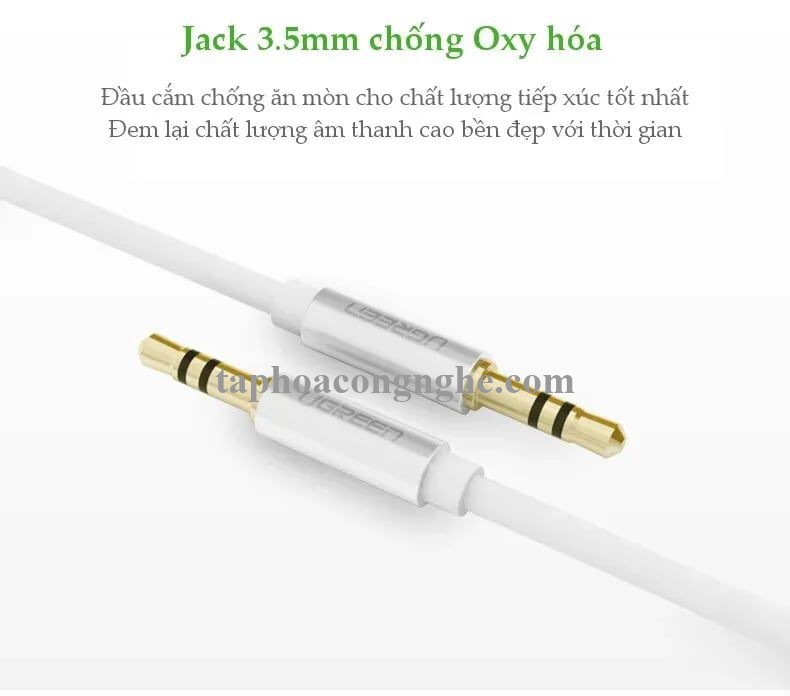 Ugreen 10754 3M màu Trắng Cáp âm thanh 2 đầu 3.5mm dương AV119 30010754